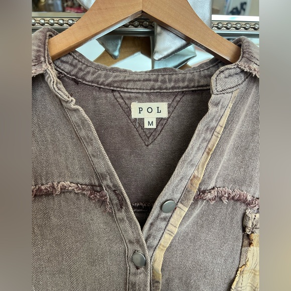 POL Distressed Shacket - Picture 2 of 5